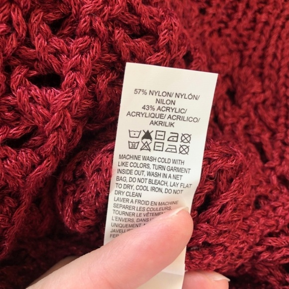 Lucky Brand Long Sleeve Sweater Open Weave Red - Picture 5 of 6